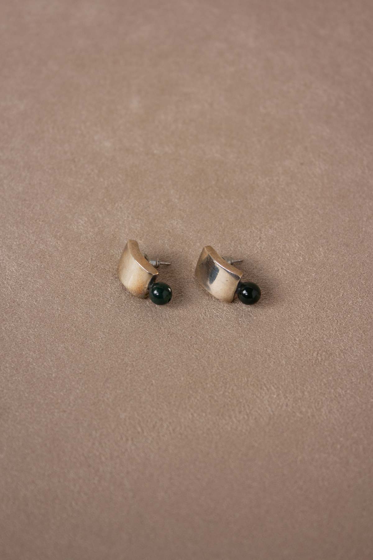 Vintage Agate Mexican Earrings - Green/Sterling Silver - Image 2 of 6