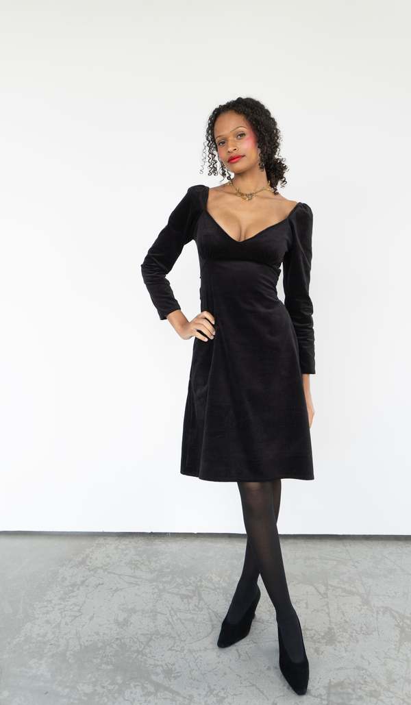 Rightful Owner Veda Dress Velvet Dress - Noire | Garmentory