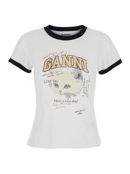 トップス GANNI White Basic Jersey Bear T-shirts Bright White White Basic Jersey Bear T-shirt | GANNI