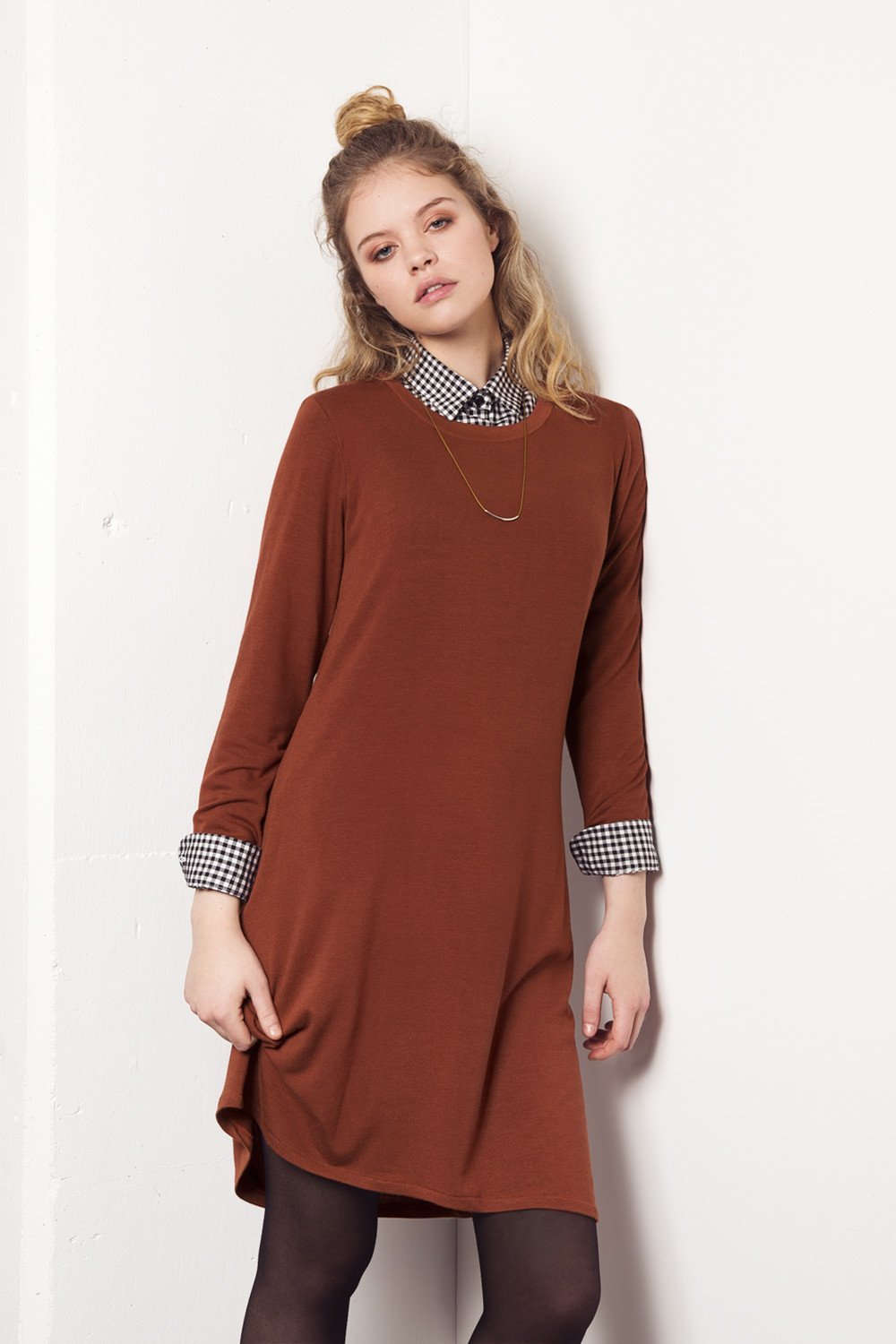 Meemoza Sweater Dress Burnt Orange Garmentory