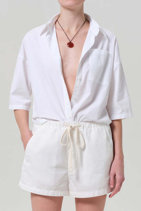 Citizens of Humanity Frances Cropped Cape Button Up Shirt - Optic White