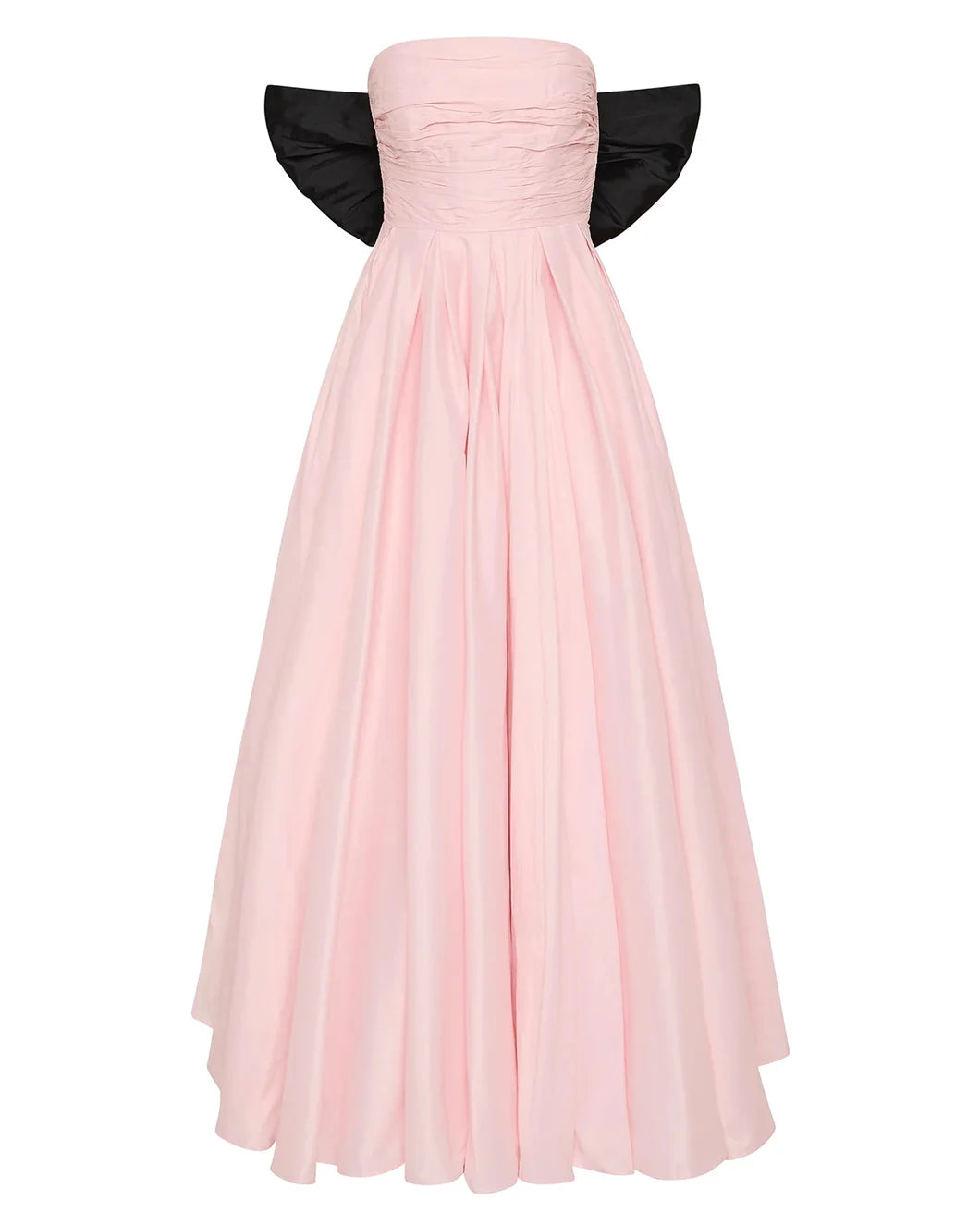 long strapless black prom dresses Romantic Black Strapless Sleeveless Satin Prom Dresses A-Line High Split With Gloves