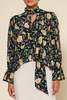 RIXO LONDON Clarabelle Top - Butterfly Floral Charcoal - Thumbnail 1