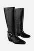 INTENTIONALLY __________. Josephine Knee High Biker Boot - Black - Thumbnail 1