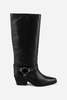 INTENTIONALLY __________. Josephine Knee High Biker Boot - Black - Thumbnail 7