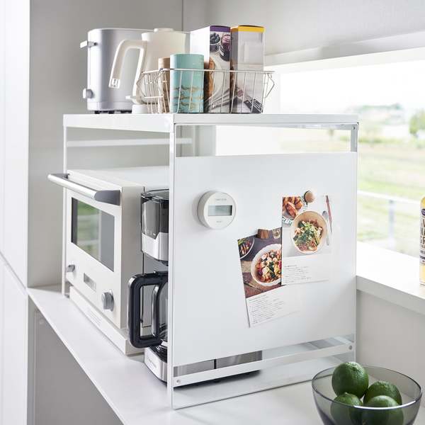 Yamazaki Home Kitchen Appliance Rack With Steel Side Panel Countertop Shelf