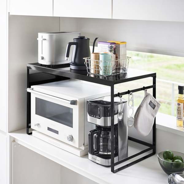 Yamazaki Home Kitchen Appliance Rack With Steel Side Panel Countertop Shelf