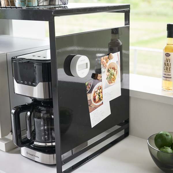 Yamazaki Home Kitchen Appliance Rack With Steel Side Panel Countertop Shelf