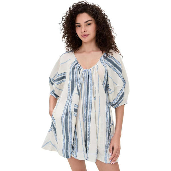 Free People Bop Around Romper - Seaside Stripe Ivory