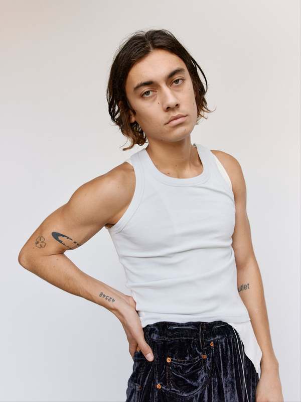 Magliano Dirty White Cotton Nudo Wrapped Tank Top