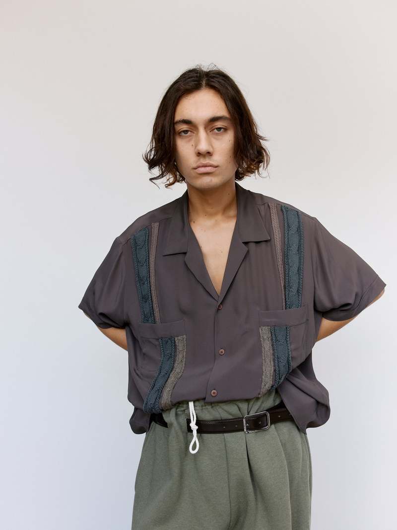 Magliano Brown Silk Treccia Short Sleeve Shirt