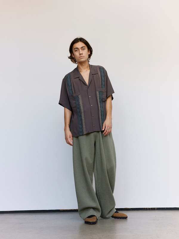 Magliano Brown Silk Treccia Short Sleeve Shirt