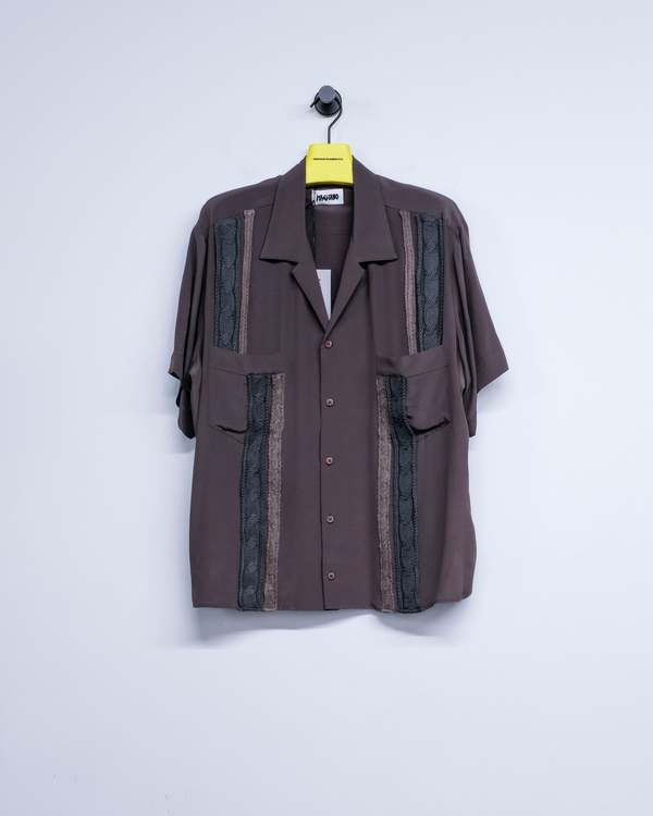 Magliano Brown Silk Treccia Short Sleeve Shirt
