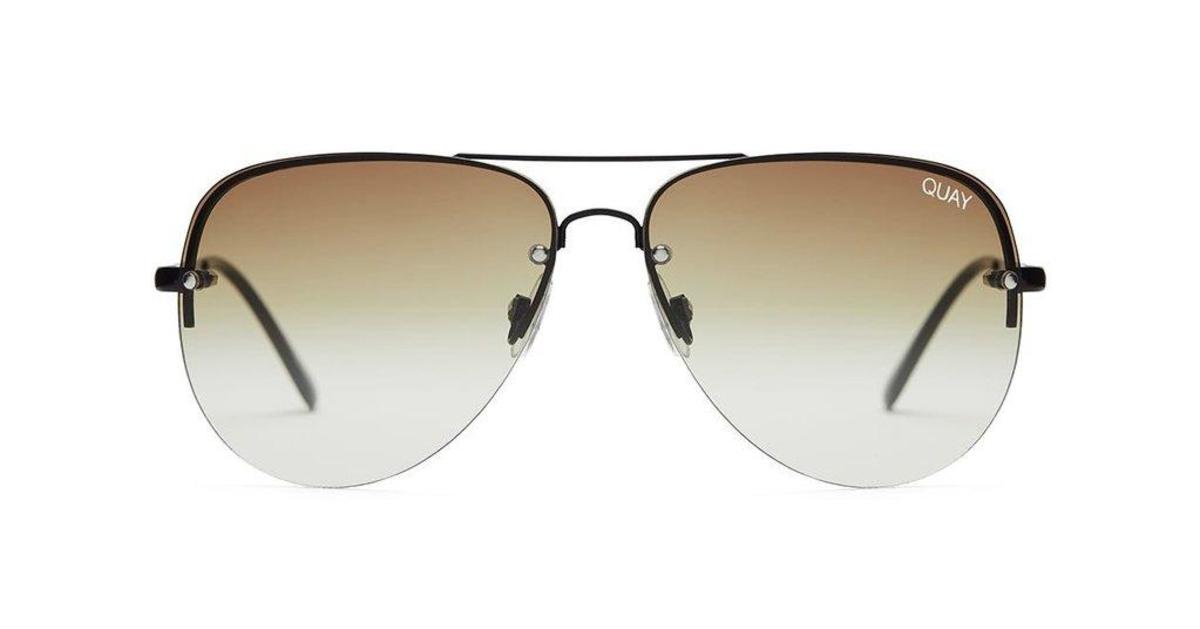 Quay Australia muse fade sunglasses in black and brown HIGH KEY Wire Frame Aviator Sunglasses – QUAY main image 2