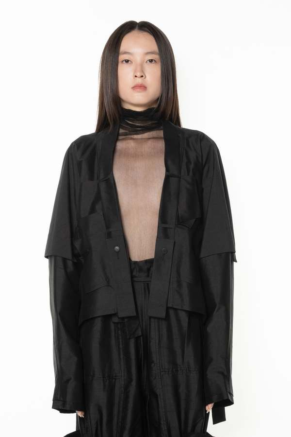 YEHUAFAN Linen and Silk Jacket - Black