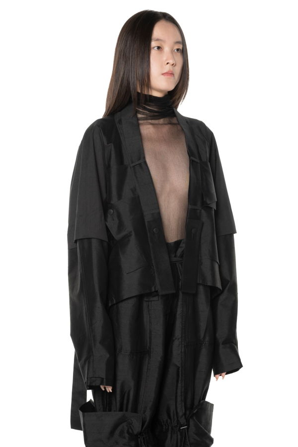 YEHUAFAN Linen and Silk Jacket - Black