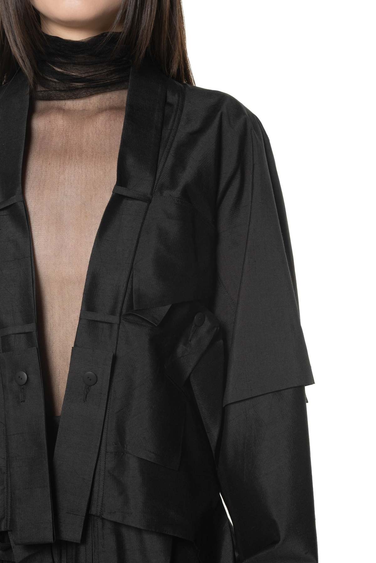 YEHUAFAN Linen and Silk Jacket - Black - Image 4 of 5