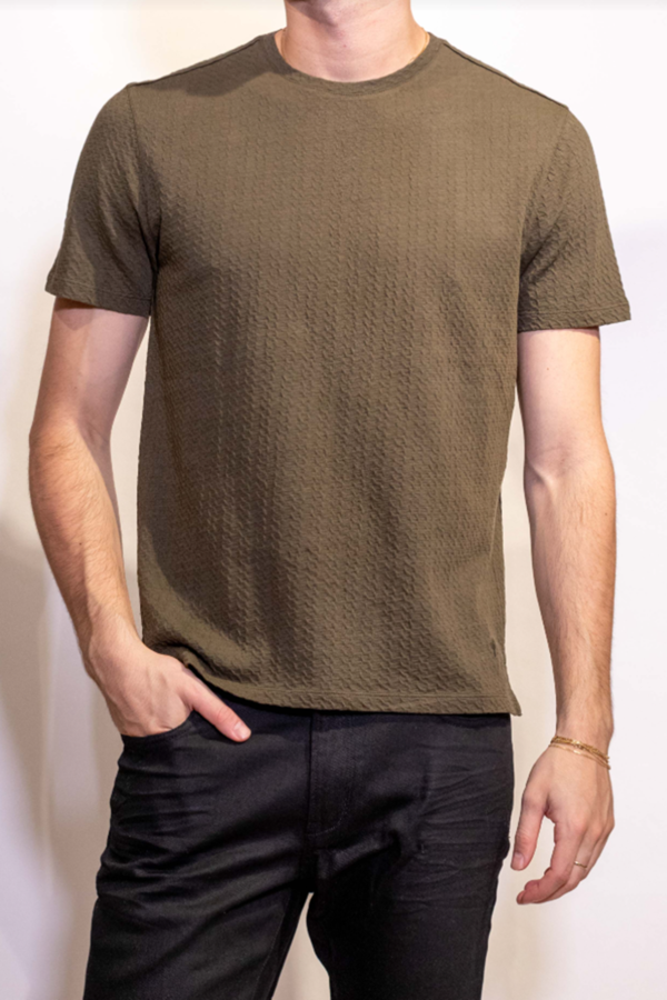John Varvatos Brasse Short Sleeve Chain Texture Crew Tee
