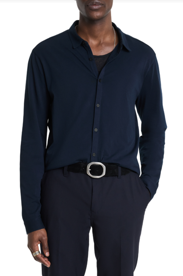 John Varvatos Gareth Long Sleeve Mercerized Knit Shirt