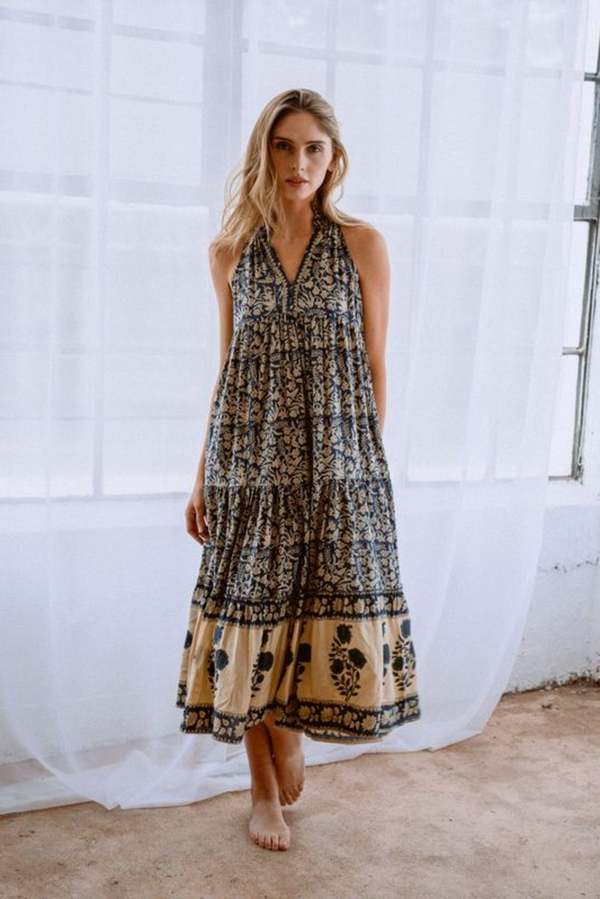 Maelu Designs Poppy Modal Dress Delia Print - Navy