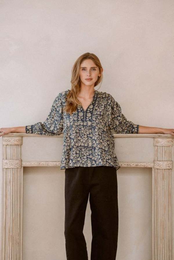 Maelu Designs Willow Modal Blouse Delia Print - Blue