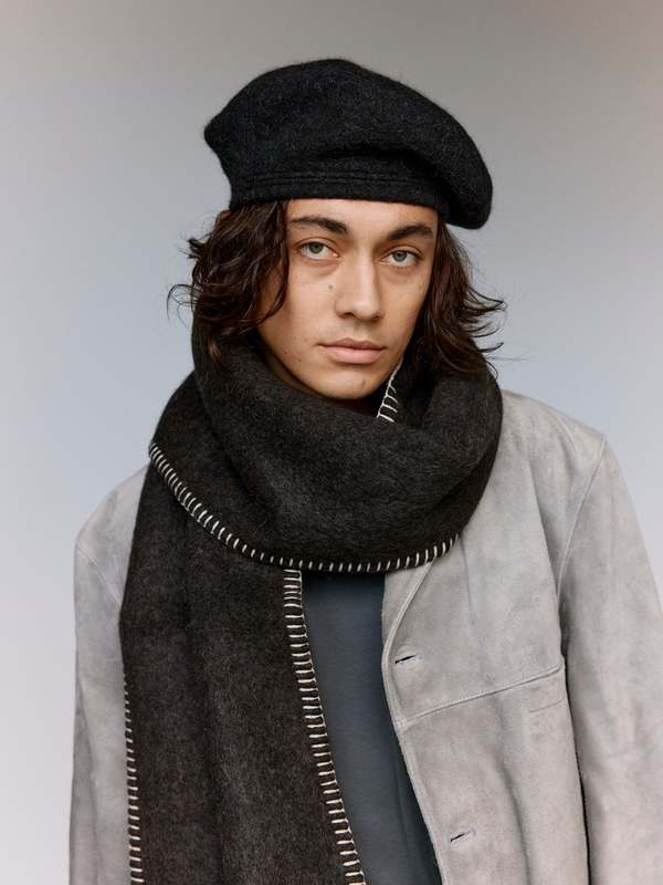 【美品】  LEMAIRE / ルメール | Maxi Fluffy Cocotte Scarf 大判 ストール スカーフ | チャコールグレー AC1261_LF1194_BK966_1_3c58becc