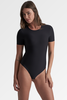 Bye Bra Short Sleeve Bodysuit - Black - Thumbnail 3