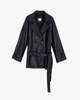 Alysi Soft Leather Trench - Nero - Thumbnail 5