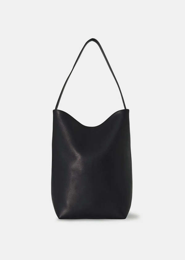 The Row Saddle Leather Medium N/S Park Tote - Black
