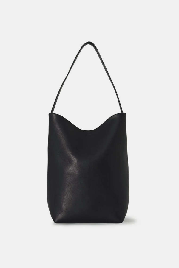 The Row Saddle Leather Medium N/S Park Tote - Black