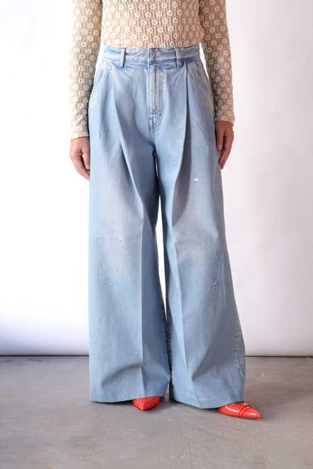 Tanaka Wide Jean Trousers - Vintage Blue | Garmentory