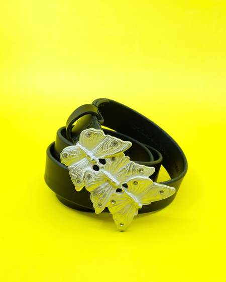 Our Legacy Flowers On Leather 2CM Belt - Black | Garmentory