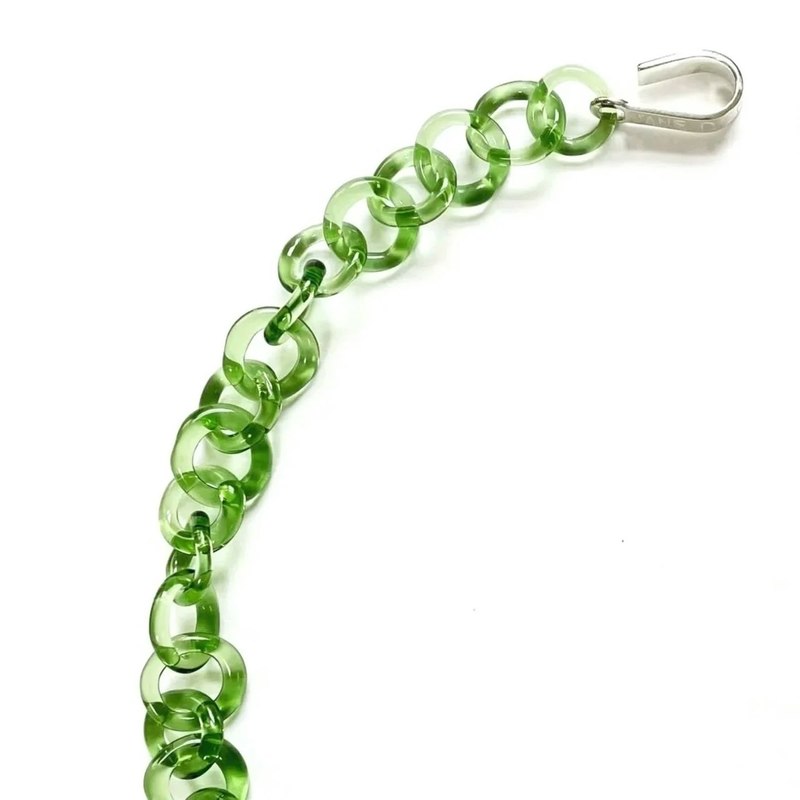 JANE D'ARENSBOURG Tiny Green Glass Chain Necklace - Leaf Green