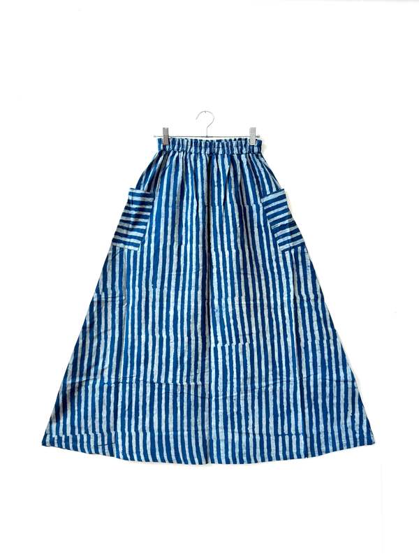Happy French Gang Tilda Indigo Thin Stripes Skirt