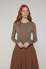 amente Wool Blend Lightweight Knit Top - Brown - Thumbnail 2