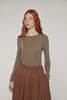 amente Wool Blend Lightweight Knit Top - Brown - Thumbnail 3