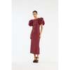 ROTATE Birger Christensen Jacquard Midi Puffy Dress - Zinfandel - Thumbnail 3