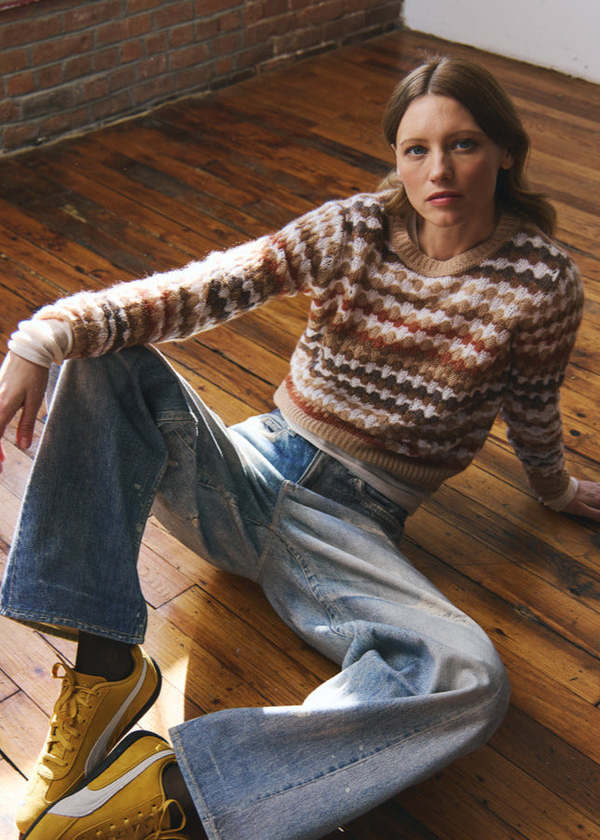 Autumn Cashmere Multicolor Fancy Stitch Crewneck Sweater