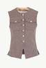GIULIVA HERITAGE Lucia Wool Houndstooth Vest - Hunter Green/Berry Red - Thumbnail 5