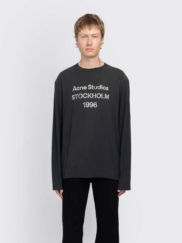 Acne Studios Logo T-Shirt LS T-Shirt - Faded Black | Garmentory