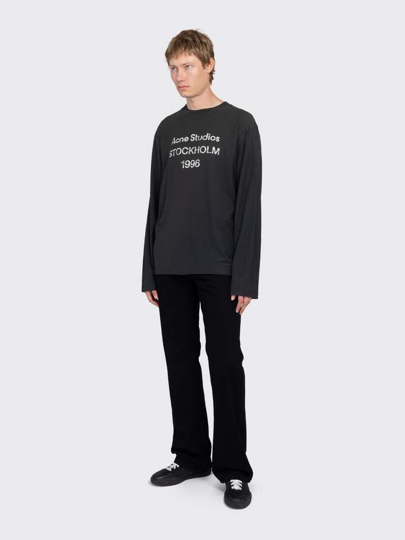 Acne Studios Logo T-Shirt LS T-Shirt - Faded Black | Garmentory