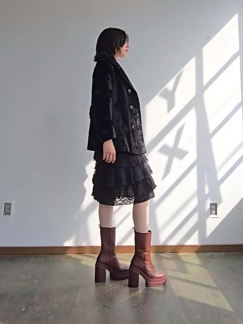 Vintage Velvety Faux Fur Coat - Black