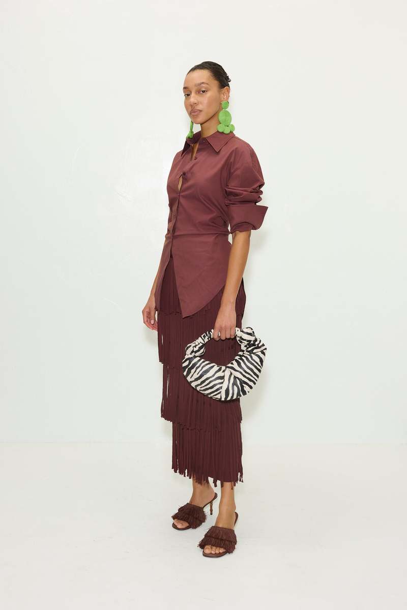 Simon Miller Loch Poplin Button Up Top - Choco Brown