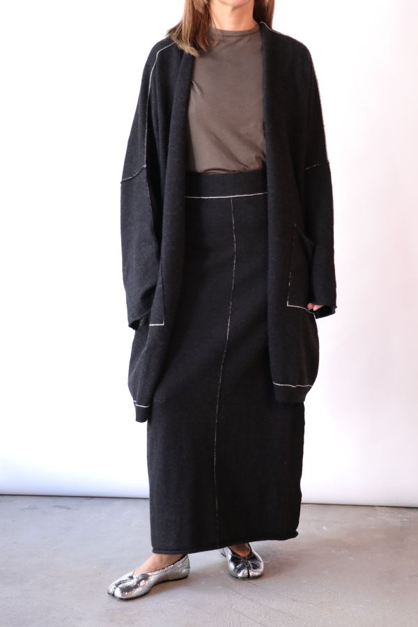 Lauren Manoogian Stitch Wide Cardigan - Black Melange