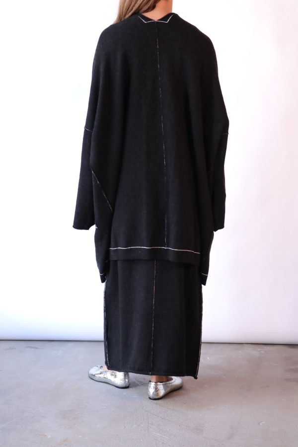 Lauren Manoogian Stitch Wide Cardigan - Black Melange