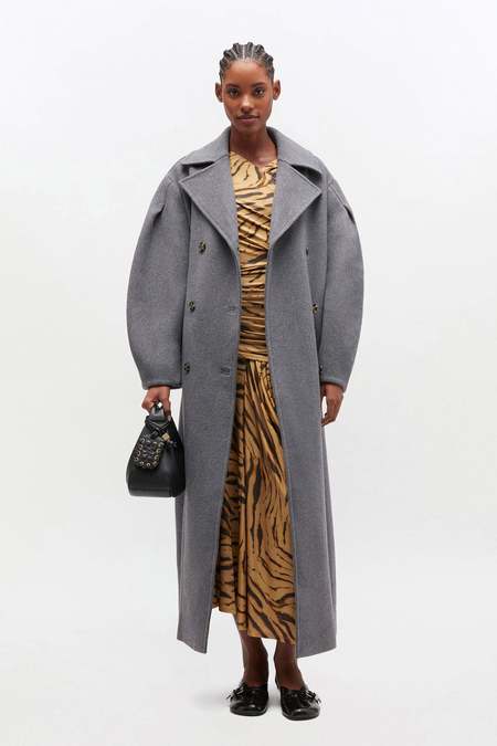 Ganni Fenn Long Wrap Coat Black | Garmentory