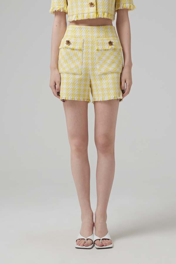 Oscar de la Renta Woven Shorts - Banana/White