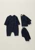 Caramel Larch Cotton Baby Romper - Navy - Thumbnail 1