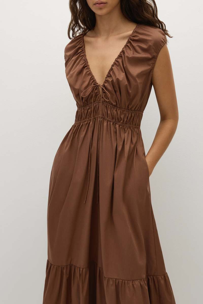 Faithfull The Brand Hedda Maxi Dress - Chestnut Brown