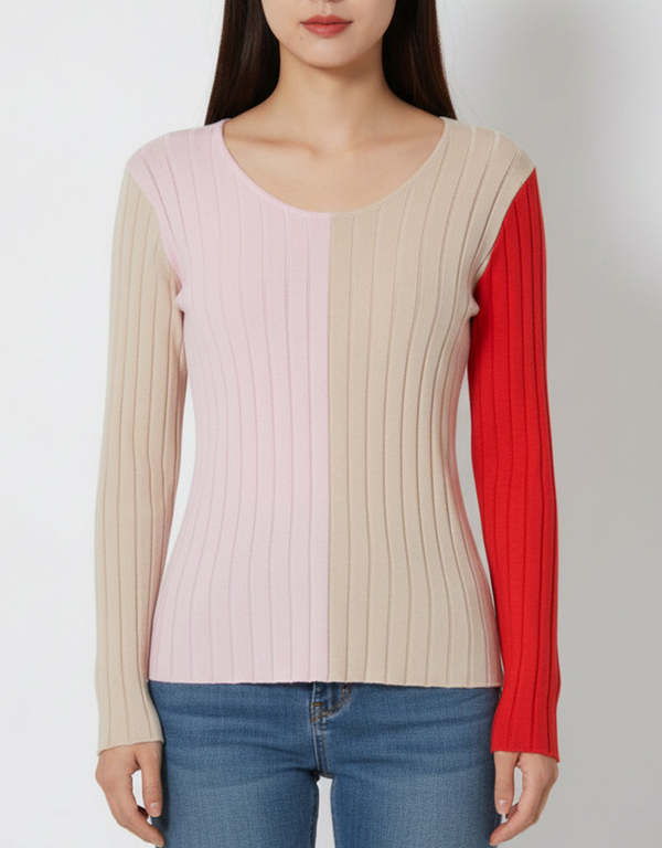 Atelier Delphine Lou Knit Top - Combo Almond/Chili